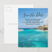Schöner Blue Tropical Beach Save the Date Hochzeit Einladungspostkarte (Vorne/Hinten)