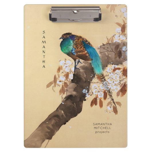 Schöner blühender Baum Vintag Japanisch Klemmbrett (Vorderseite)