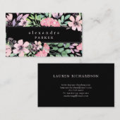 Schöner Blumen| Aquarell-Rahmen auf Schwarzem Visitenkarte (Vorne/Hinten)