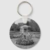 Schöner Blumengarten in Schwarz und Weiß Schlüsselanhänger (Vorderseite)