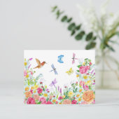 Schöner Blumengarten mit Wasserfarben Postkarte (Stehend Vorderseite)