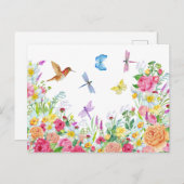 Schöner Blumengarten mit Wasserfarben Postkarte (Vorne/Hinten)