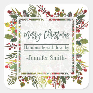 Schöner Blumenhandwerk mit Liebe Quadratischer Aufkleber