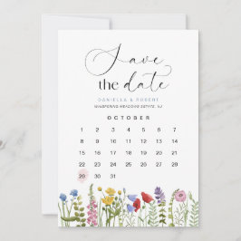 Schöner Blumenkalender für die Hochzeit der Wildbl Save The Date