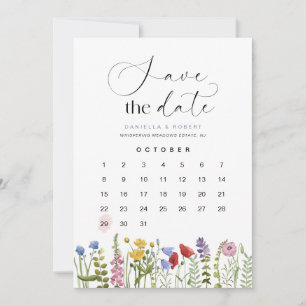 Schöner Blumenkalender für die Hochzeit der Wildbl Save The Date