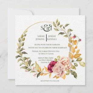 Schöner Blumenkranz ( Gold ) Einladung