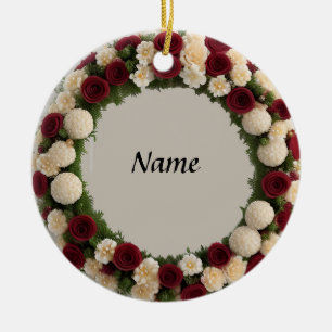 Schöner Blumenkranz mit farbenfrohen Blumen Keramik Ornament