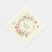 Schöner Blumenkranz und Schmetterlinge zum Geburts Serviette (Ecke)