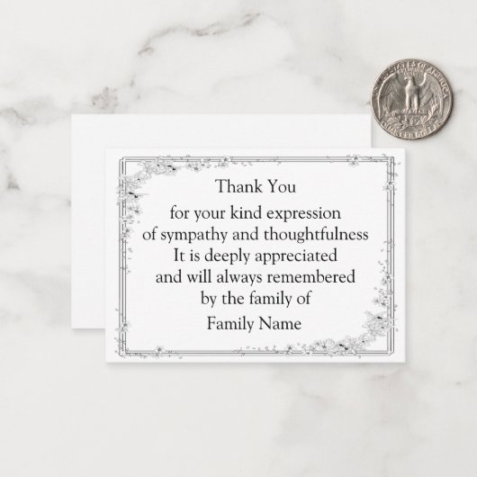 Schöner Blumenrahmen dank Karte (Vorderseite/Rückseite Beispiel)