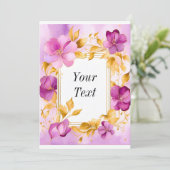 Schöner Blumenrahmen Einladung (Stehend Vorderseite)