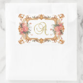 Schöner Blumenrahmen, Monogramm A, AI generiert, Rechteckiger Aufkleber (Tasche)