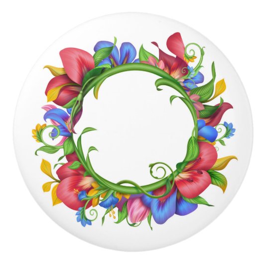 Schöner Blumenstrauß Keramikknauf (Vorderseite)