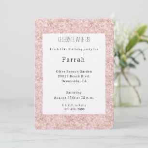 Schöner Blush-Pink-Glitter-Geburtstag Einladung
