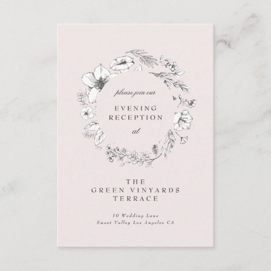 Schöner, blütengezeichneter Kranz-Empfang Begleitkarte (Vorderseite)