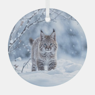 Schöner Bobcat-Wilderness-Weihnachten Ornament Aus Glas