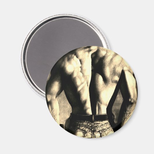 Schöner Body Builder in zähen Jeans #originalart Magnet (Vorderseite/Rückseite)