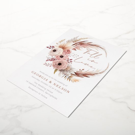 Schöner Bohemischer Sturz in Liebe Hochzeit Folieneinladung (Gedreht)