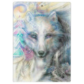 Schöner Bohemischer Weißer Wolf Klemmbrett (Rückseite)