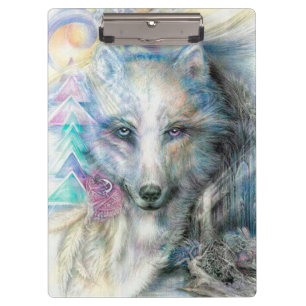Schöner Bohemischer Weißer Wolf Klemmbrett