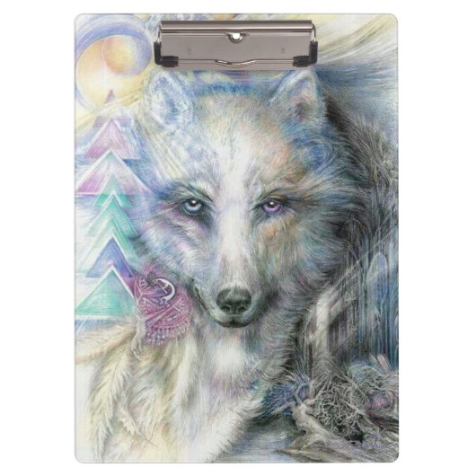 Schöner Bohemischer Weißer Wolf Klemmbrett (Vorderseite)