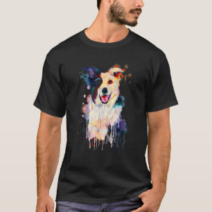 Schöner Border Collie Puppy Dog Splash Portrait Ku T-Shirt