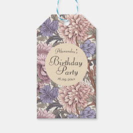 Schöner botanischer rosa Lila niedliche Geburtstag Geschenkanhänger