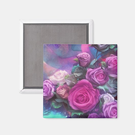 Schöner Bouquet mit Rose Magnet (Vorderseite/Rückseite)