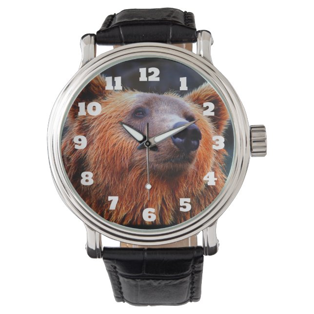 Schöner brauner Bär Portrait Wildlife Foto Armbanduhr (Vorderseite)