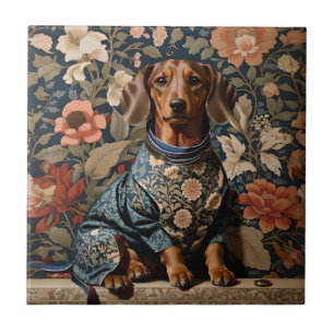 Schöner brauner Dachshund Dachshund-Porträt Fliese