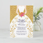 Schöner Bride Glitzer Bridal Dusche Einladung (Stehend Vorderseite)