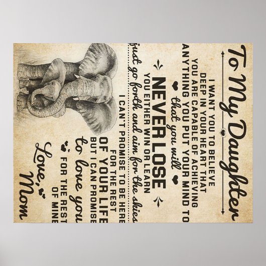 Schöner Brief an die Tochter | Liebliches Geschenk Poster (Vorne)