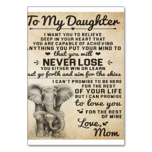 Schöner Brief an die Tochter   Liebliches Geschenk Tischnummer