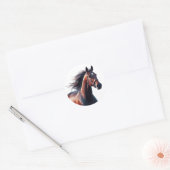 Schöner Brown Horse Individuelle Name Runder Aufkleber (Umschlag)