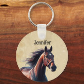 Schöner Brown Horse Individuelle Name Schlüsselanhänger (Vorderseite)