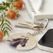 Schöner Brown Horse Individuelle Name Schlüsselanhänger (Vorderseite rechts)