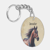 Schöner Brown Horse Individuelle Name Schlüsselanhänger (Vorderseite links)
