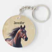 Schöner Brown Horse Individuelle Name Schlüsselanhänger (Rückseite)