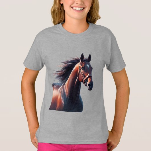 Schöner Brown Horse Individuelle Name T-Shirt (Vorderseite)