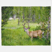 Schöner Buck im Wiese Fleece Blanket (Vorderseite (Horizontal))