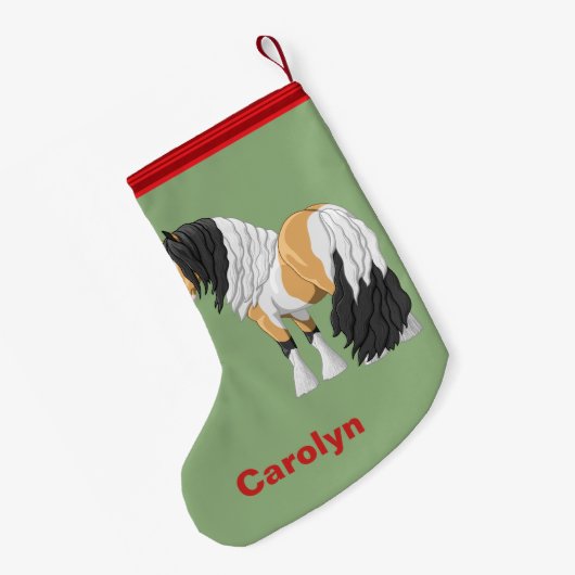 Schöner Buckskin Pinto Sinti und Roma Vanner Entwu Kleiner Weihnachtsstrumpf (Rückseite (Hängend))