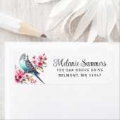 Schöner Budgie mit rosa Blume Rücksendeadresse (Insitu)