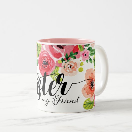 Schöner bunter Watercolor-Blumenschwester-Tasse Zweifarbige Tasse (VorderseiteRechts)