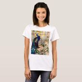Schöner Buntglas-Pfau T-Shirt (Vorne ganz)