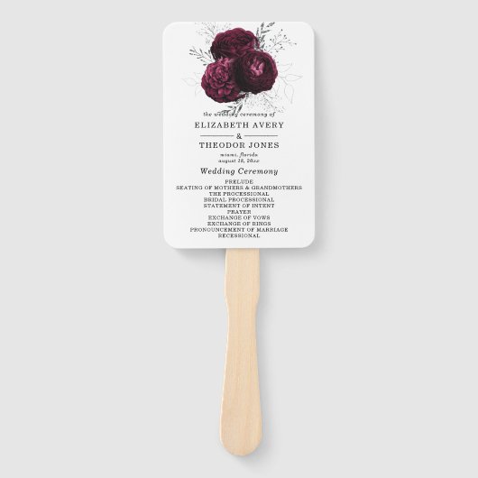Schöner Burgunder Blumenkohl-Programm Hand Fan Fächer (Vorderseite)