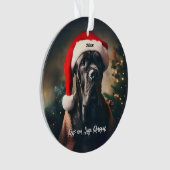 Schöner Cane Corso mit Weihnachtsmannmütze Ornament (Vorderseite)