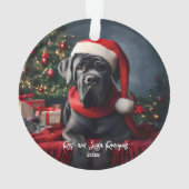 Schöner Cane Corso mit Weihnachtsmannmütze Ornament (Rückseite)