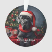 Schöner Cane Corso mit Weihnachtsmannmütze Ornament (Vorderseite)
