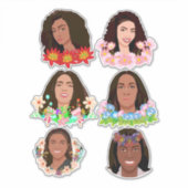 Schöner Cartoon Black African Women Blume Art Aufkleber (Vorderseite)