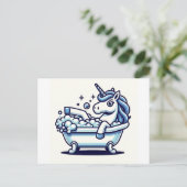 Schöner Cartoon Einhorn in einer Badewanne Postkarte (Stehend Vorderseite)