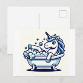 Schöner Cartoon Einhorn in einer Badewanne Postkarte (Vorne/Hinten)